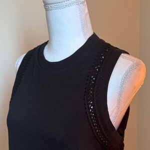 NWOT All Saints Crochet Detail Black Sleeveless Cropped Top Medium 6